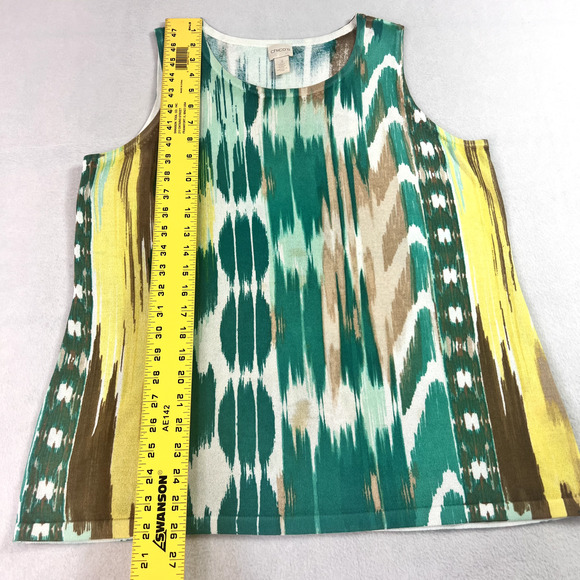 CHICOS Blouse Womens 3Plus Multicolor Drip Print Knit Sleeveless Top Lightweight - Picture 3 of 11